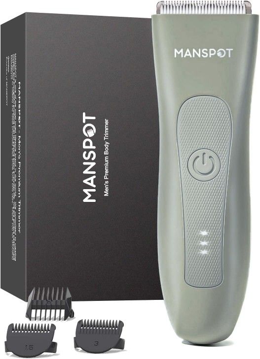 MANSPOT Pubic Hair Trimmer for Men (Burnished Brown), Replaceable Ceramic Blade Heads, Waterproof Wet/DryTrimmer for Men, 90 Minutes Shaving