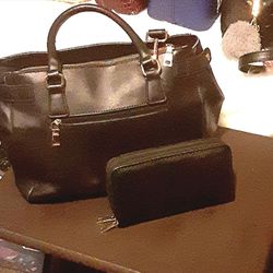 Black Handbag W/ Matching Wallet