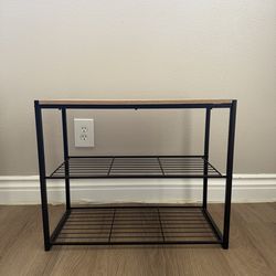 Wood and metal shoe rack