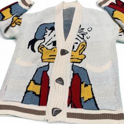 EMPORIUM-ALLURE Disney Donald Duck Multi Color Comfy Button Up Lightweight Knitted Cardigan/ Sweater - Size Medium🌟     #cartoon #anime #mickeymouse 