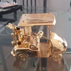 Household Decor Golden Golf Cart Model
