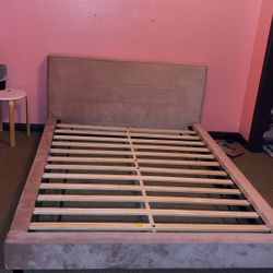 Pink Suede Full Size Bed Frame 