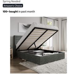 Queen Size Bed Frame With Hydraulic Storage 
