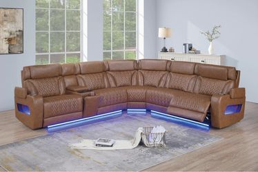 New Luxury Top Grain Leather Power Reclining Sectional Couch! Free Delivery 🚚!