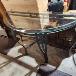 Retro 80's Sofa table with brassy black frame and bevel glass top