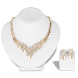 Luxury Rhombus Gold Plated Jewelry Set 