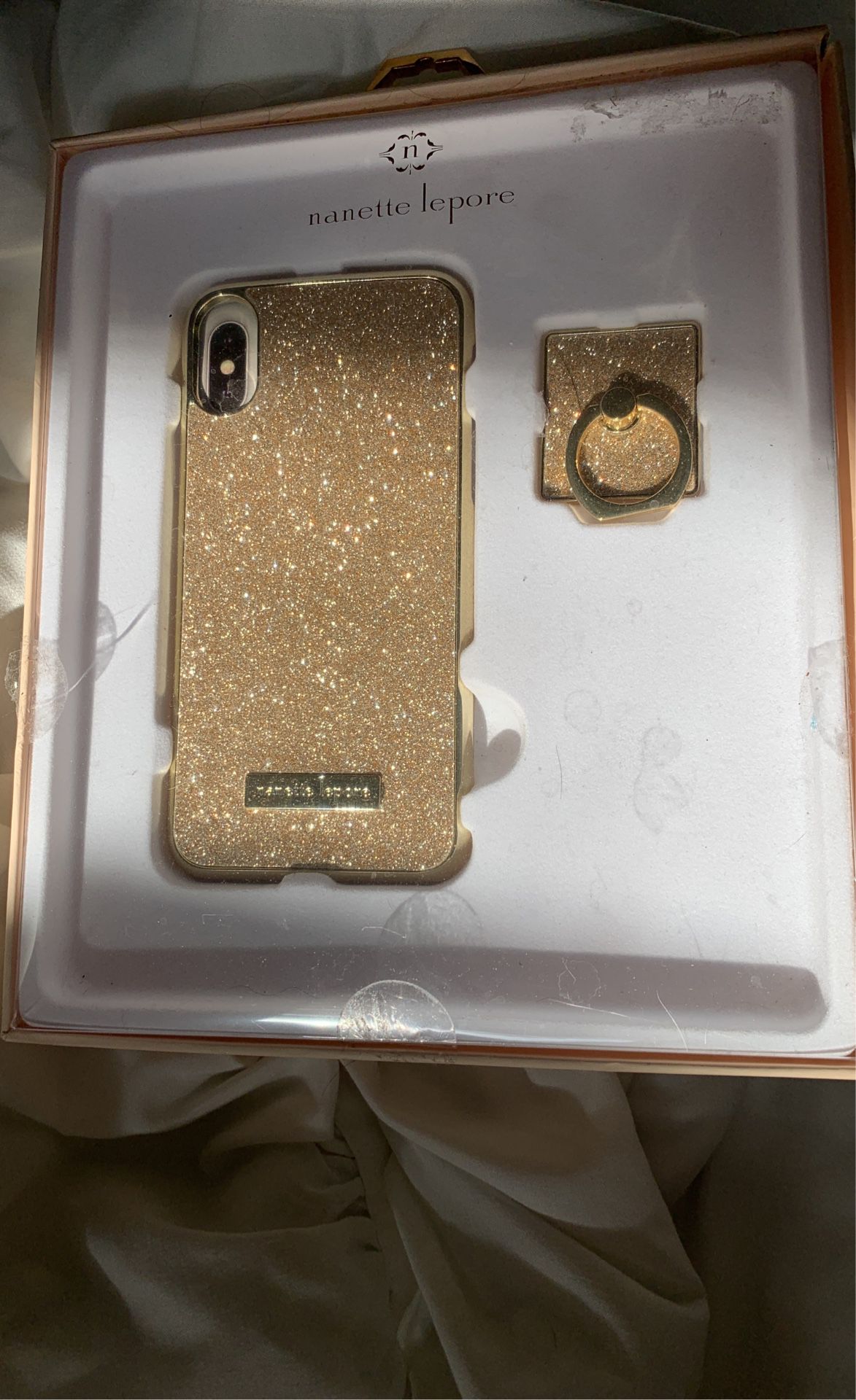 Gold glittery iPhone XS/X case