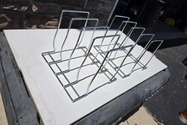 Chrome Wire Plate Lid File Divider Organizer Rack - Lot of 2 Kitchen Cabinet Desk Storage