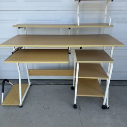 Large Reading Computer Office Desk with Hutch and moveable shelves cabinet  