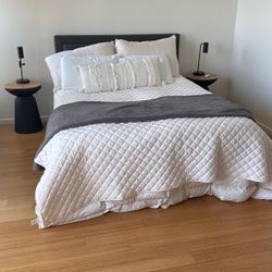 Bed Frame + Tuft And Needle Mattress + Decorative pillows 