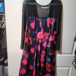 Black floral with sheer top dress