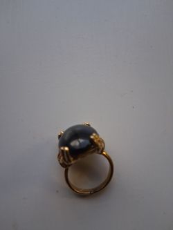 Womens vintagebdark stone ring gold plate adjustable size or small