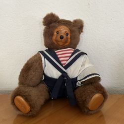Vintage Collectible Raikes Bear With Wooden Face & Feet 12”; Head, Arms, Legs Articulated