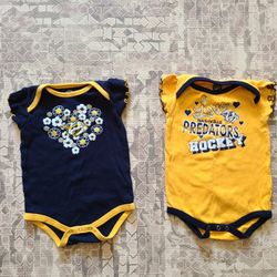 2 Pack Official NHL Nashville Predators Short Sleeve Bodysuits, Girl's Size 18M 