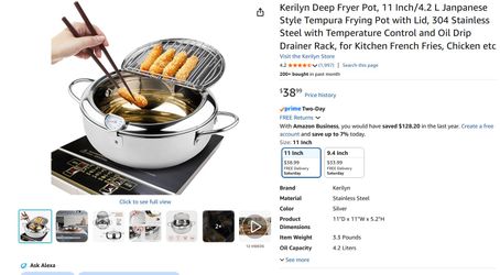 Kerilyn Japanese Tempura Deep Fryer Pot