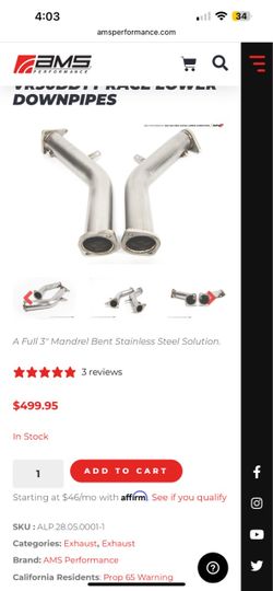 AMS PERFORMANCE VR30DDTT RACE LOWER DOWNPIPES