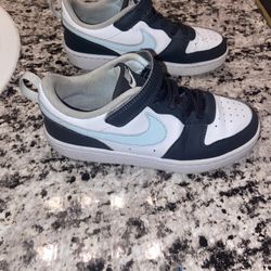 Nike Kids Court Borough Low Recraft Anthracite, White, & Glacier Blue 