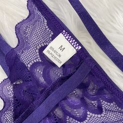 Lilosy Sexy Floral Lace Choker Underwire Garter Belt Lingerie Set for Women Sheer Bra and Panty Set 3 parts