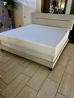 NEW King Upholstered Platform Bed with Mattress and Box Spring