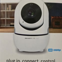 Tilt and Pan WiFi Camera, White - Smart Home Security System with Night Vision, Motion Detector, Audio Speaker, Android/iOS App, and Live HD Video Fee