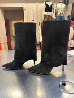 Balmain Fold-Over Suede Stiletto Boots