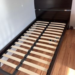Twin Bed Frame, Wood And Metal Frame, Strong And Firm