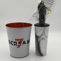 Scream 7 Popcorn Bucket And Cup With Audio Topper Ships Fast In Hand 
