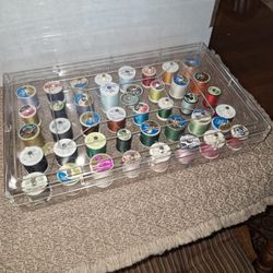 Clear Sewing Thread Storage Container with 40 Spools of Thread Variety of Colors


