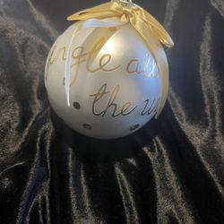 Christmas At Biltmore Ball With Gold Spots And Ribbon