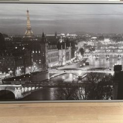 Large Framed Eiffel Tower Canvas Print
