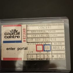 Grateful Dead Ticket Stub Thanksgiving 1978