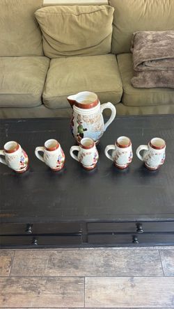 Ceramica acatilpa- 5 mugs and pitcher