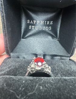 18k sapphire studios garnet and black diamond ring