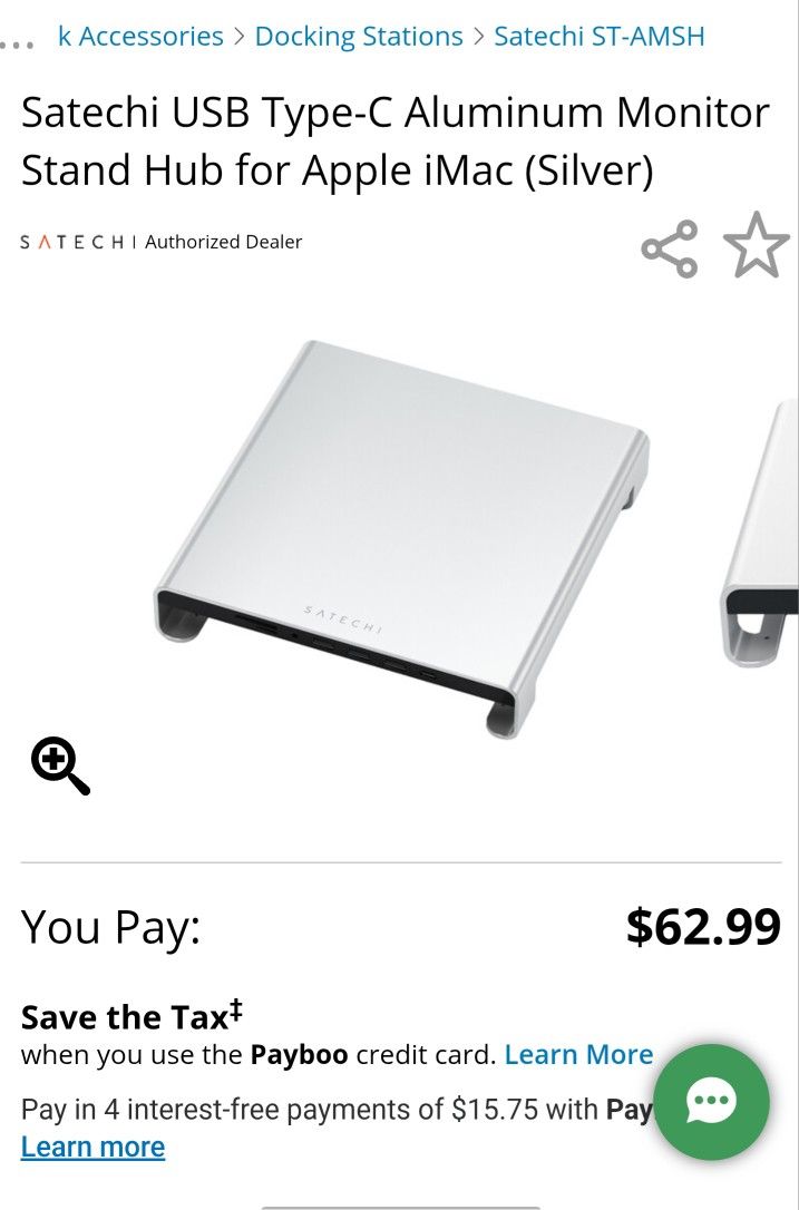 Satechi USB Type C Aluminum Monitor Stand Hub