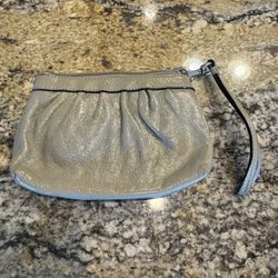 Coach Elephant Grey Pattern Leather Small Wristlet Clutch Purse