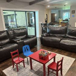 2 Dark Brown Leather Electrical Couches For sale! 