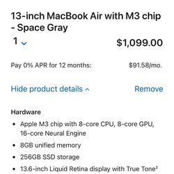 Brand New Sealed Apple MacBook Air M3 8GB 256GB 13” Space Grey $1193