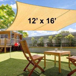 New $35 Rectangle 12x16 FT Sun Shade Sail Outdoor Top Cover w/ Ropes (Beige or Gray color)