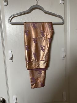 Pink rose metallic Mickey print Disney leggings M