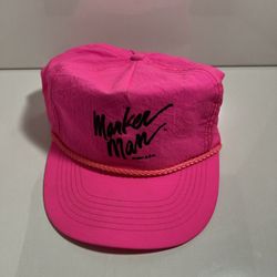 Vintage 1991 Maker Man Trucker SnapBack Hat Hot Pink