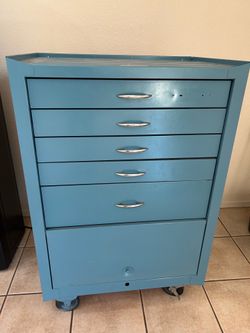 Blue painted tool chest