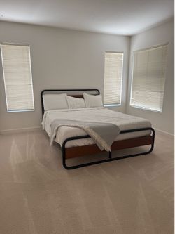 Queen bed frame & mattress