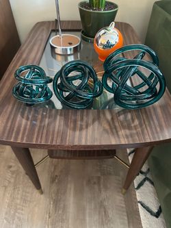 Teal Green Glass Orbs (Set of 3)