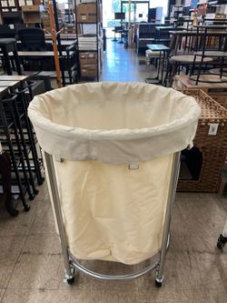 SONGMICS 50.2-Gallon (190 L) Laundry Basket Rolling Round Heavy-Duty w/ Wheels- Cream White