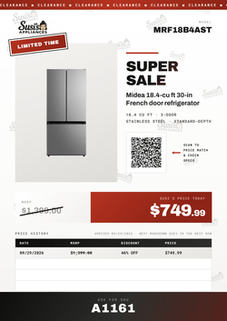 Midea MRF18B4AST French Door Refrigerator