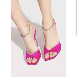 Jimmy Choo Saeda Satin Fuchsia Square Toe 42 !NEW!