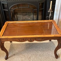 Antique Mahogany Table With Glass Top 