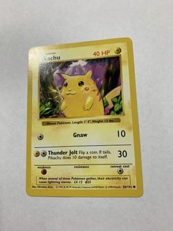 pokemon card pikachu red cheeks Error Base Set Shadowless 58/102 Played for Sale in Santa Ana, CA Common Retreat cost Pikachu Takes a 50% Price
