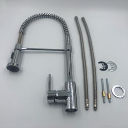 Kitchen Sink Faucets, Kitchen faucets with Pull Down Sprayer Stainless Steel Brushed Nickel Single Handle Single Hole Faucet With Base