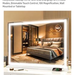 NEW LARGE VANITY MIRROR WITH LIGHT 35.5 " X 27"